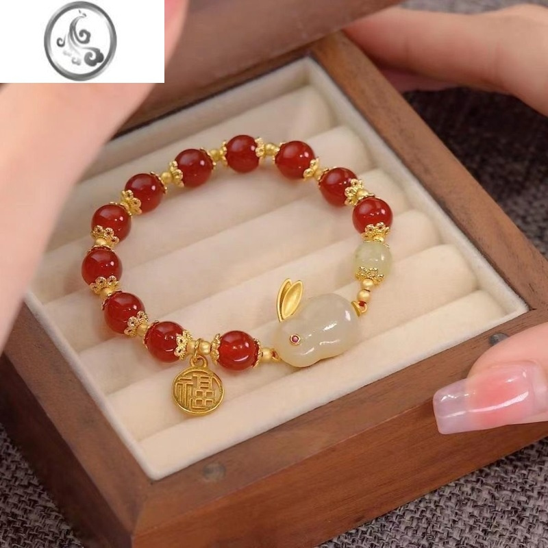 jimi新中式红玉兔手链女款ins小众设计学生儿童手串闺蜜古风生日