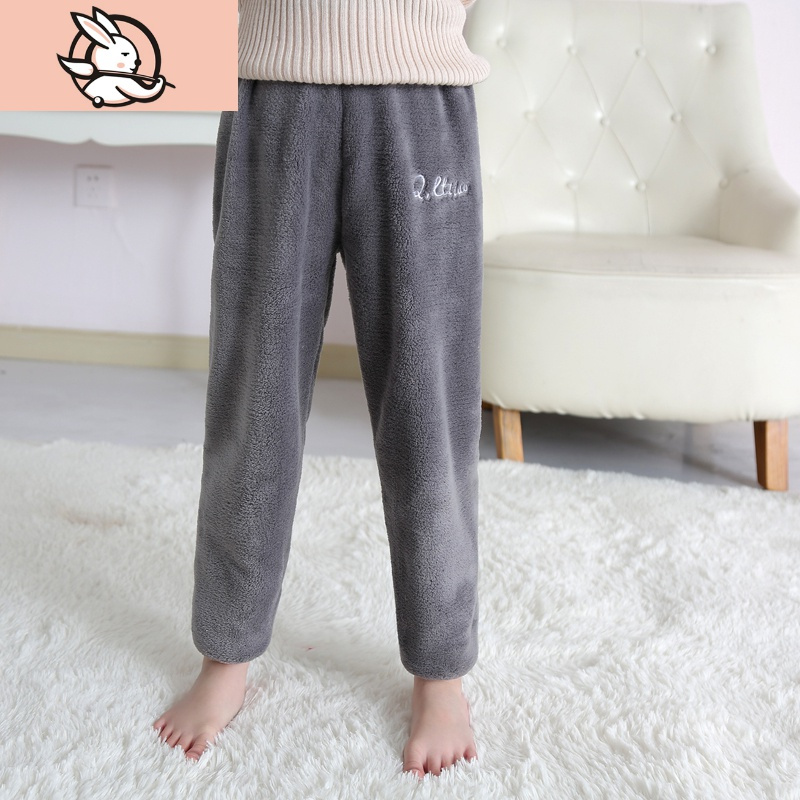 HUAYANGTU儿童暖暖裤冬装女童加绒裤宝宝珊瑚绒长裤子外穿保暖裤宽松家居裤裤子童