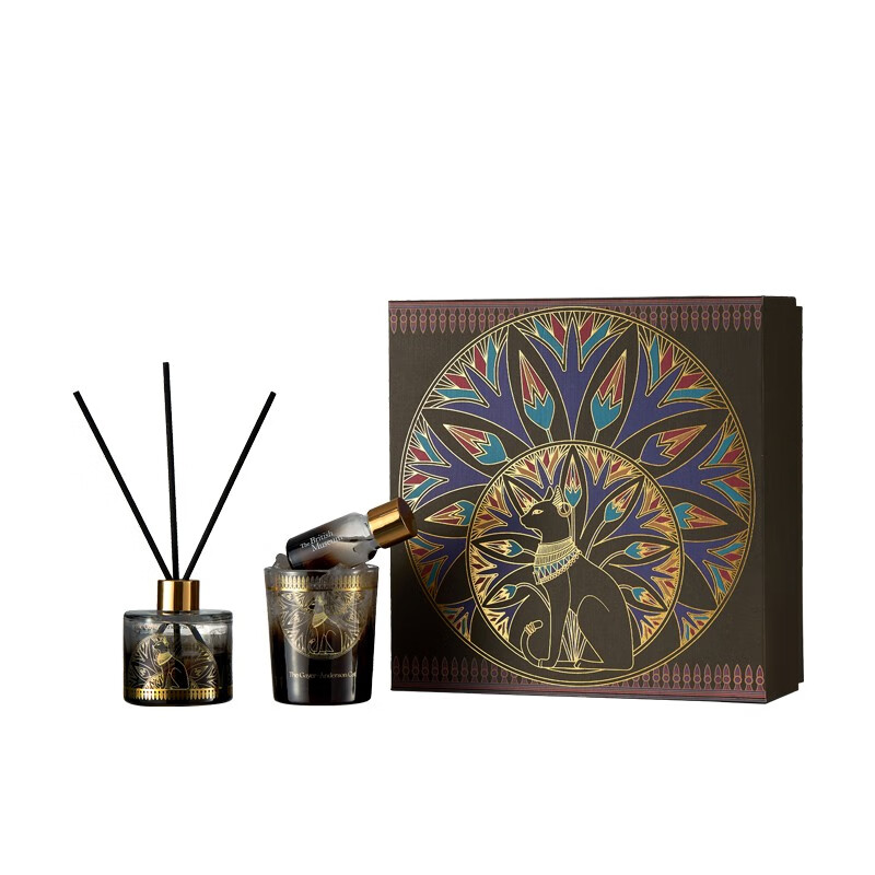 大英博物馆盖亚·安德森猫系列无火香薰晶石散香器 散香50ml 精油10ml 晶石130g