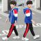 儿童装男童春款套装2021新款中大童帅气男孩春秋款洋气三件套韩版 sup三件套 蓝色 偏胖拍大一码标语