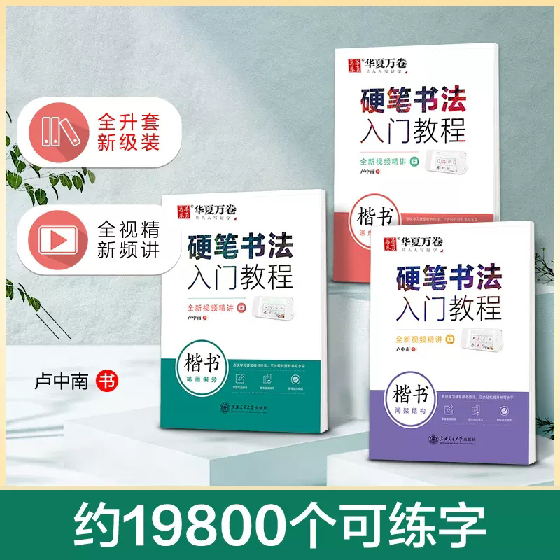 卢中南-楷书笔画偏旁 [正版]卢中南硬笔楷书字帖书法字帖入门教程练字帖硬笔钢笔正楷楷书临摹培训字帖大学生成人女生漂亮硬笔