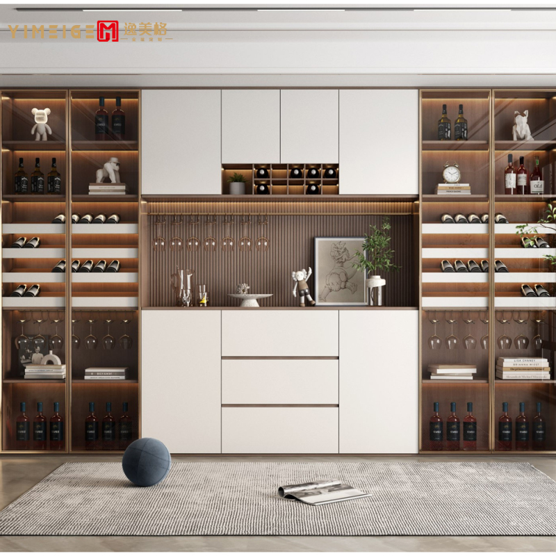 逸美格餐边柜酒柜入户柜隐藏式客厅餐厅柜一体设计现代轻奢风定制