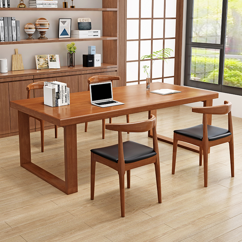 现代简约实木大板书桌办公电脑桌图书馆学习写字桌家用书房阅读桌