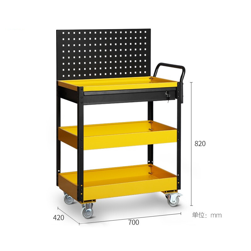尔迈 工具车维修车间移动手推车多功能零件车 1抽屉 背挂板高清大图