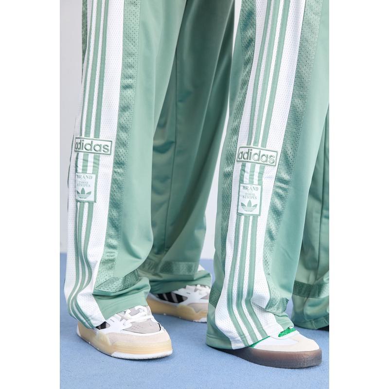 Adidas女款休闲运动裤经典银绿色弹力松紧腰侧口袋设计