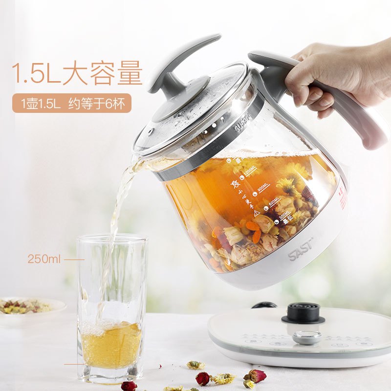 先科SAST XH-831D 电水壶 1.5L花茶壶 智能感温1200W多功能茶壶带过滤网 (单位:件)