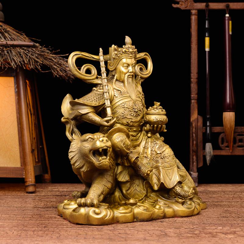 美帮汇赵公明骑虎像 铜武爷神像客厅家居摆件高清大图