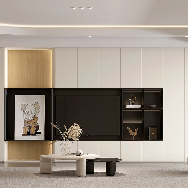 纯色系列e科凡全屋定制电视柜书柜橱柜衣柜圆弧衣帽间柜子