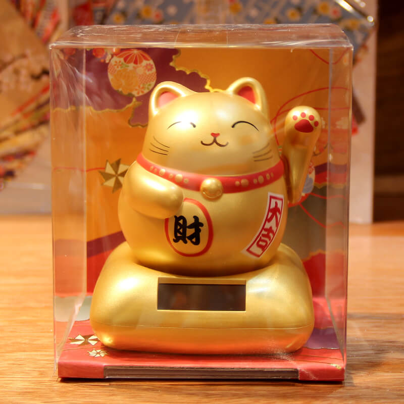 猫小摆件自动招手办公室陶瓷摇手太阳能创意车载汽车迷你饰品 三维工匠 金色肥猫(塑料)猫高清大图