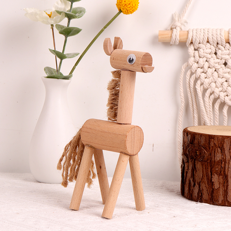 幼儿园立体儿童创意diy动物原木质自然材料包亲子手工制作半成品