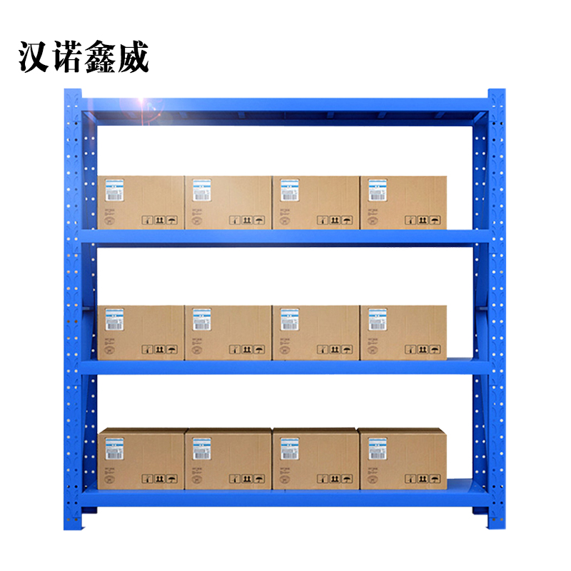 汉诺鑫威承重200kg货架置物架钢制货架蓝色主架长200宽50高200CM高清大图