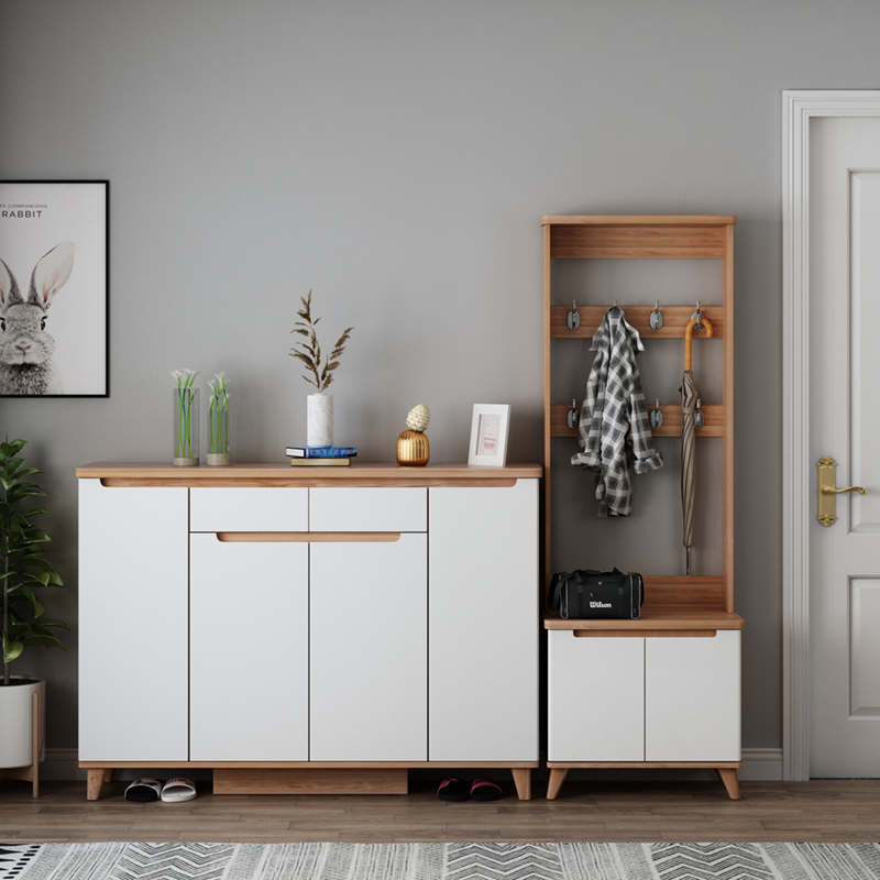 唐臻北欧风格鞋柜家用口简约现代大容量厅柜玄关柜实木储物柜收纳