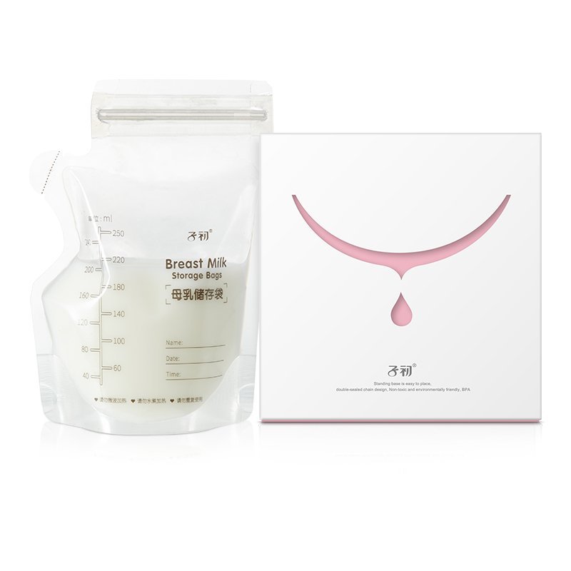 子初 母乳储存袋60片 储奶袋母乳保鲜袋 存奶袋母婴幼儿童 一次性奶水储存袋 PET+PE 250ml