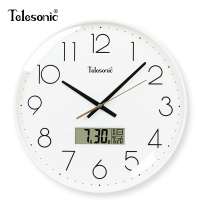 天王星(Telesonic)挂钟简约客厅静音时钟挂表时尚北欧艺术轻奢装饰创意石英钟表挂墙钟 14英寸白色【直径35.5厘米】静音机芯+365天质保