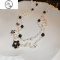 JiMi山茶花珍珠项链2023新款小香风毛衣链大气长款装饰锁骨链