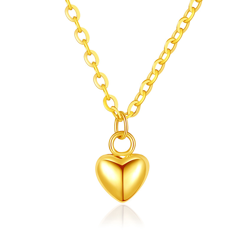 老庙黄金足金灵巧小爱心黄金项链送礼送爱人