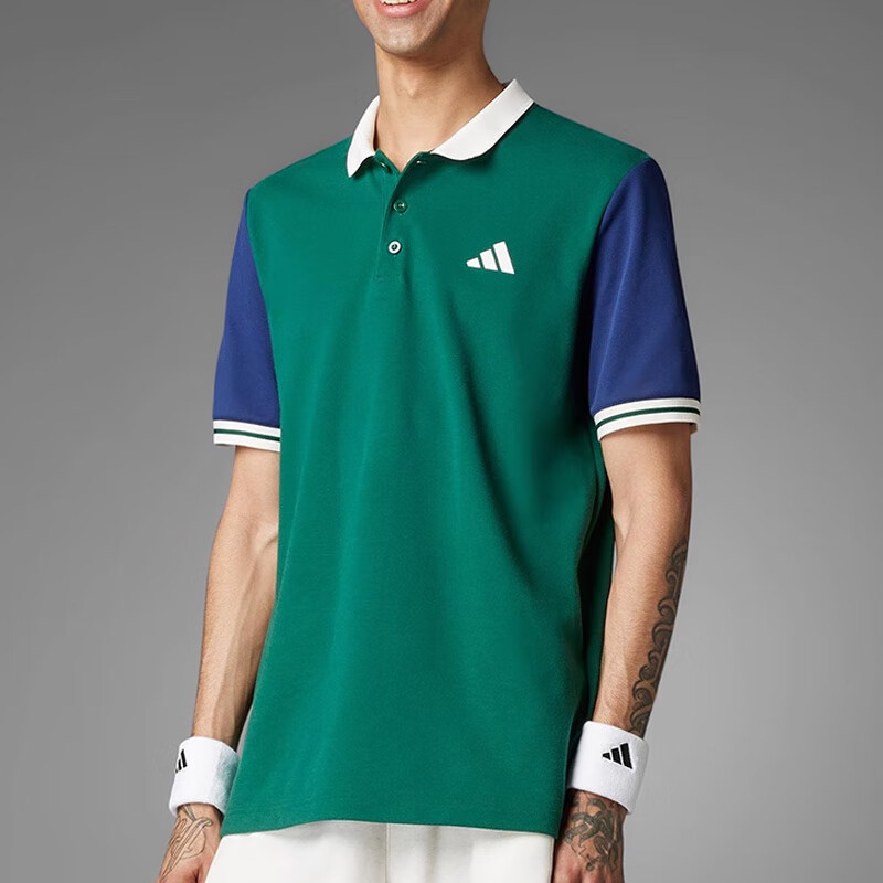 阿迪达斯(adidas) 夏季新款运动休闲运动休闲POLO短袖 JC6745 绿/白/蓝色 S