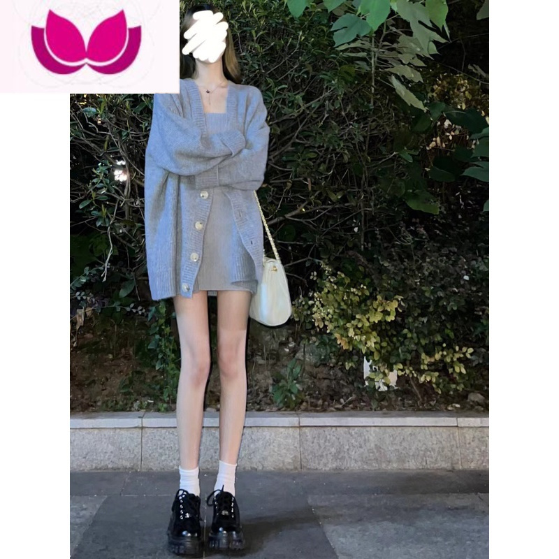 七斓早春装盐系穿搭高级感御姐名媛气质小香风毛衣连衣裙子套装女