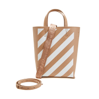 OFF WHITE 2020新品 女士黑白条纹牛皮手提单肩包