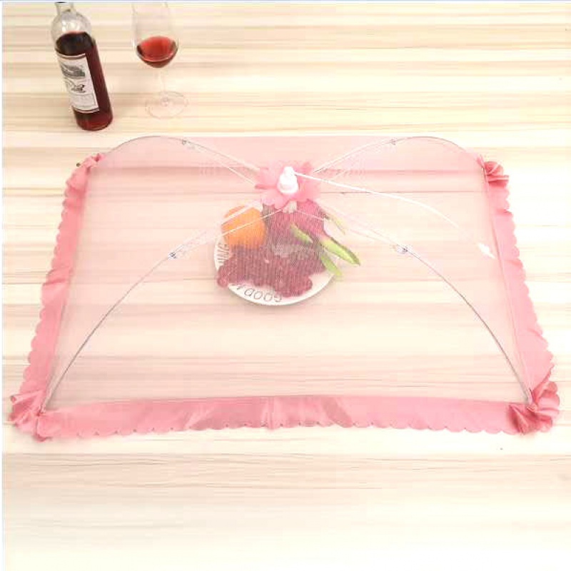 敬平(JING PING)加密菜罩家用折叠长方形餐桌罩盖剩菜防蚊防苍蝇食物罩大号网纱罩 银灰色中号圆形(直径70cm饭罩高清大图