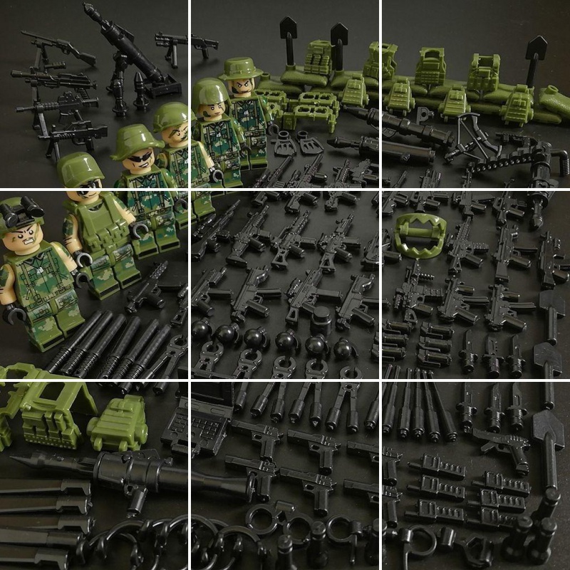兼容樂高军事组装武器拼装男孩子玩具积木6-7-8-9-10岁手抢 加鸡20款+武器+6摩托高清大图