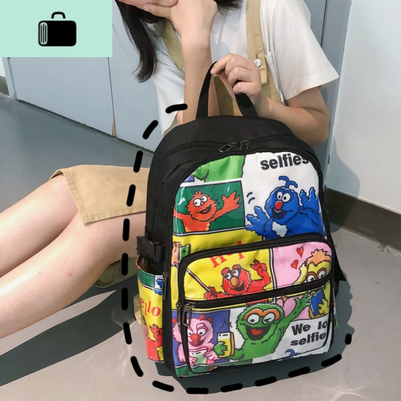 初中生ins风潮牌书包女2020新款韩版帆布背包高中学生森系双肩包NEW LAKE