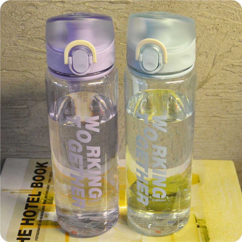 可爱简约弹跳盖随手杯带盖夏季学生女便携塑料水杯子简约生活日用清新水杯家居器皿