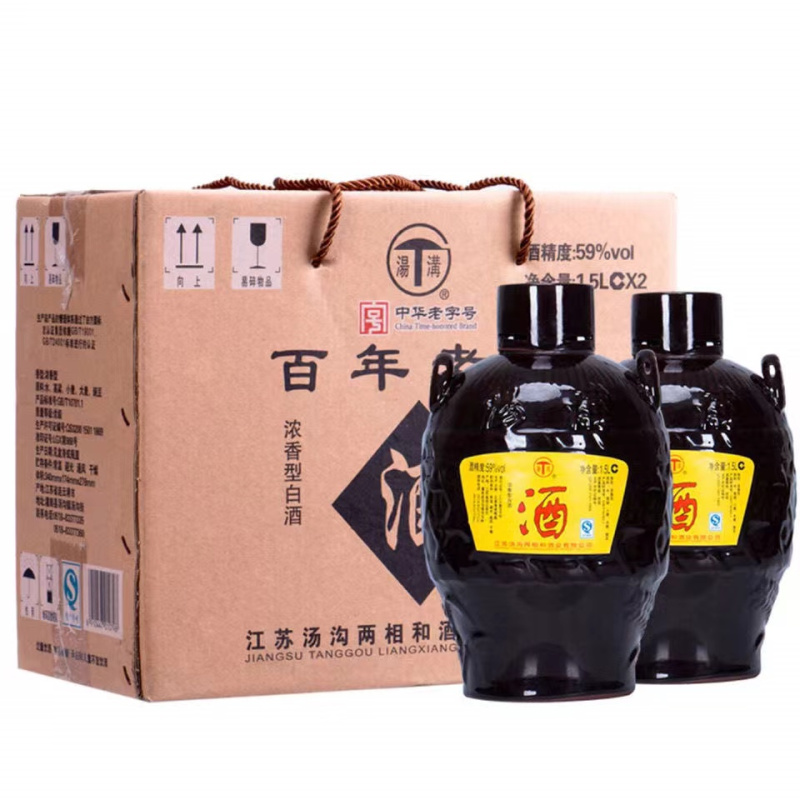 汤沟酒 百年老窖 浓香型白酒 59度 1500ml 大坛装