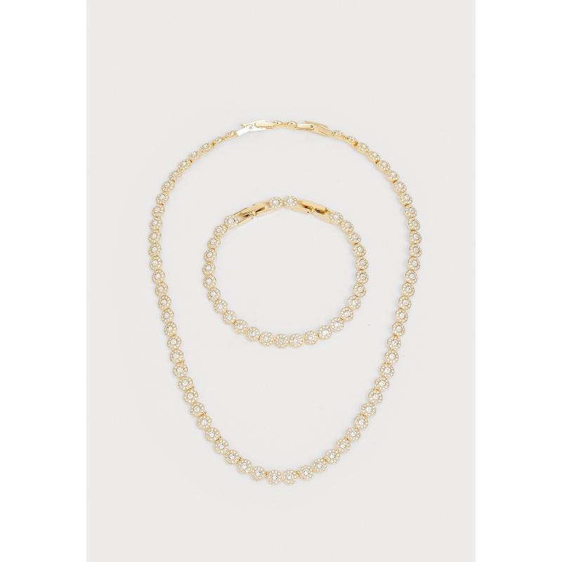 Swarovski精致金色抛光项链搭配施华洛世奇水晶优雅时尚首饰