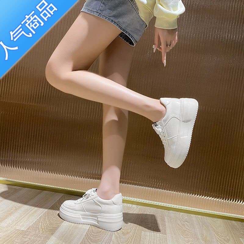 SUNTEK9cm内增高小白鞋女2023新款小个子休闲板鞋3233码厚底运动鞋图片