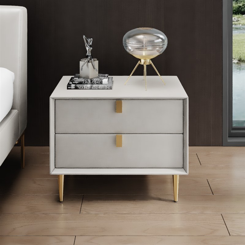 俄罗斯进口松木定做简约现代极简北欧抽屉皮艺储物床头柜高端皮床