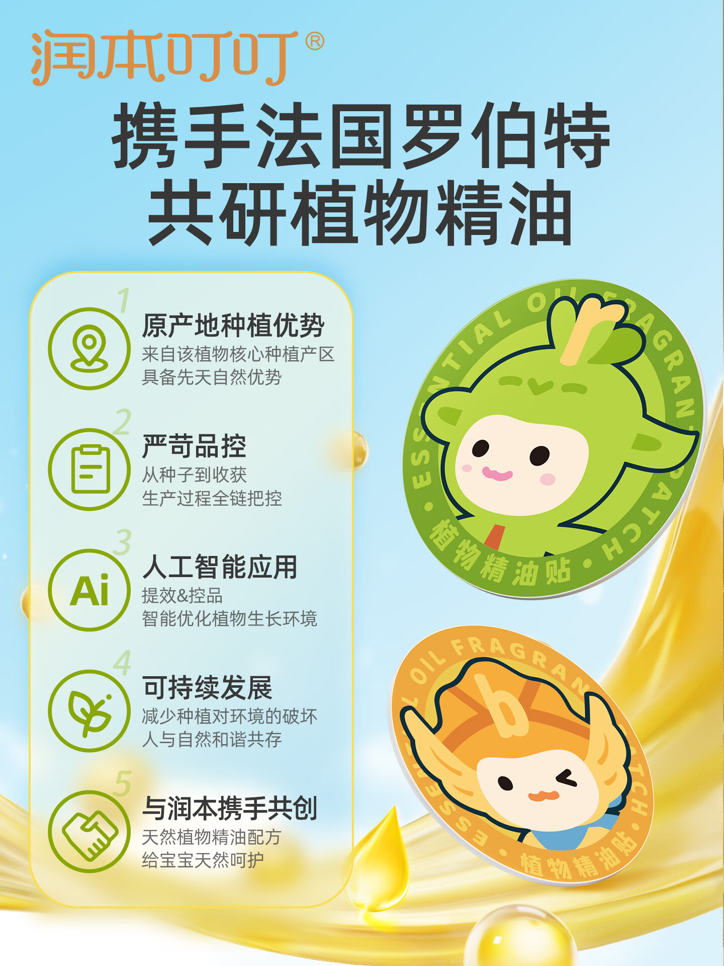 润本叮叮植物精油贴 经典卡通贴12片装(pu) 防护贴宝宝儿童植物精油户外防护-经典卡通款高清大图