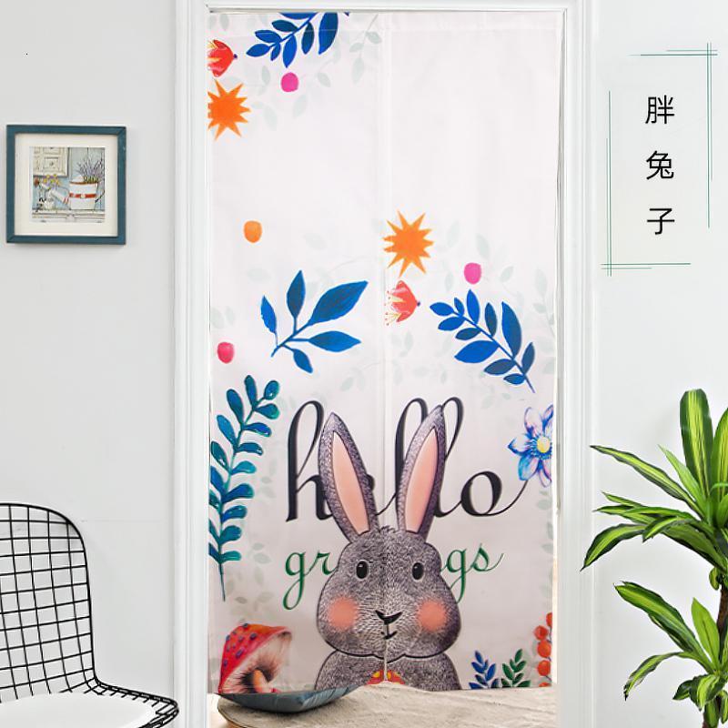家柏饰(CORATED)简易窗帘 免打孔安装出租房 屋宿舍帘小窗帘遮光短款宜家半截帘 胖兔子 整片式-宽85*高120cm