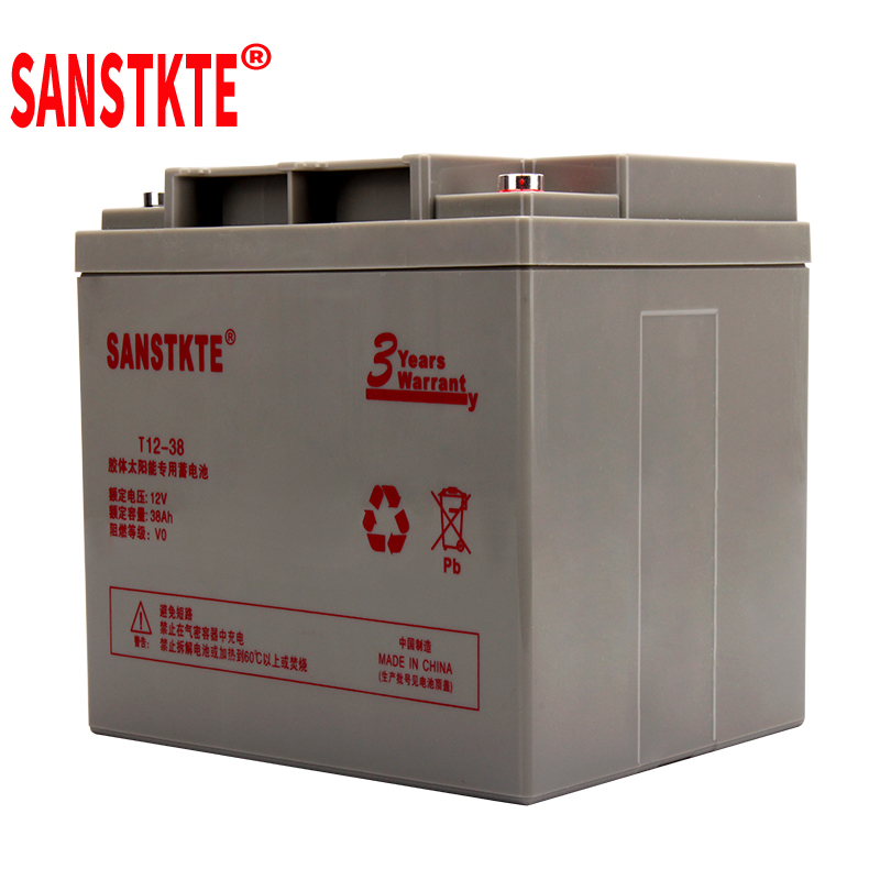 SANSTKTE太阳能蓄电池12V38AH备用摆摊储能电瓶小型系统户外发电备用T12-38高清大图
