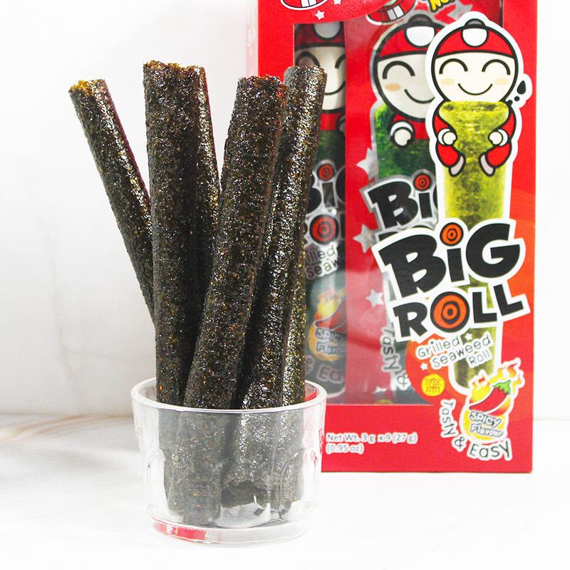 泰国进口老板仔海苔辛辣味香脆海苔卷紫菜卷27g即食紫菜