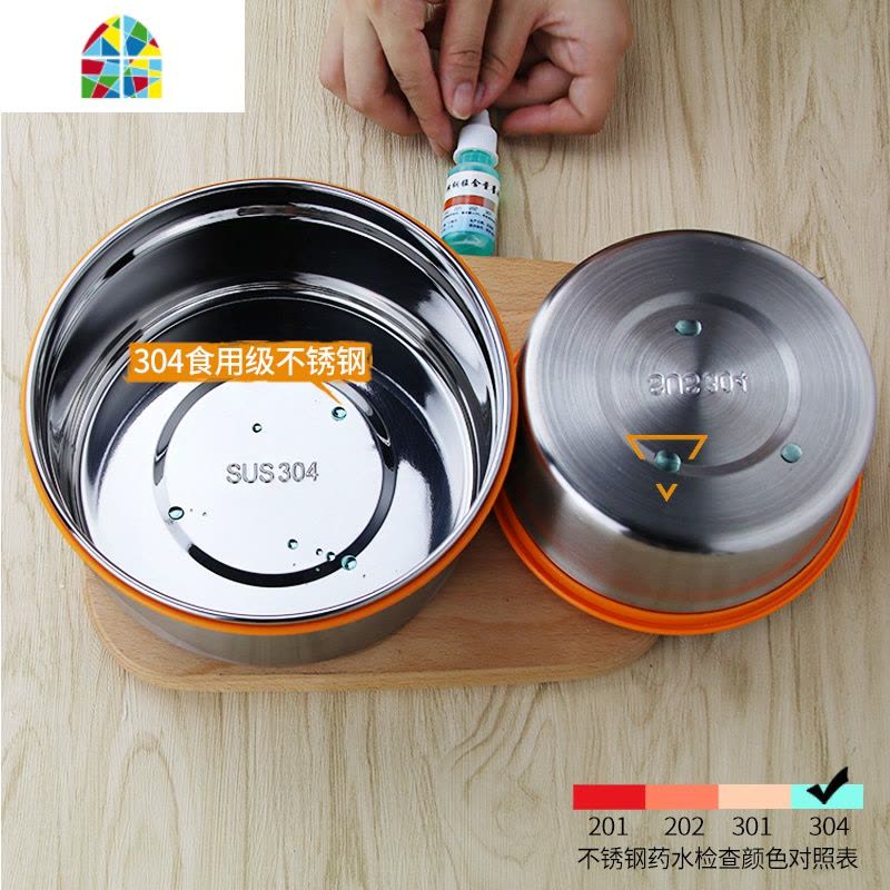 304不锈钢密封碗带盖 小罐子圆形保鲜盒厨房收纳储存留样盒泡面碗 FENGHOU 三件套+保温袋送餐具四件套厨房工具图片