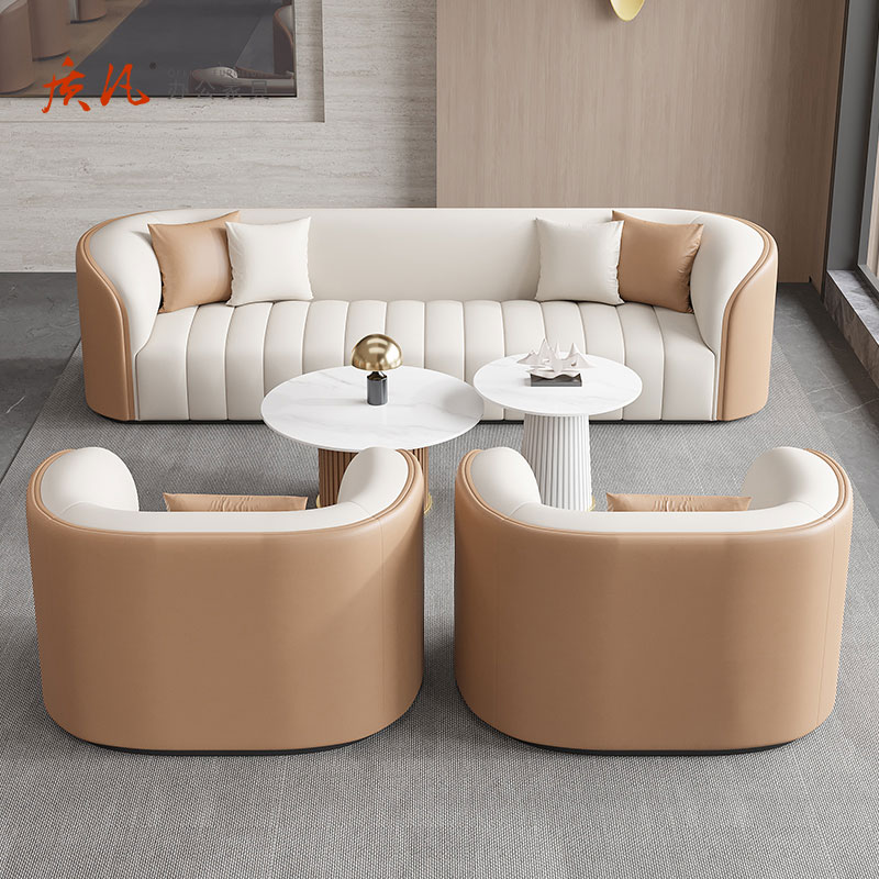 质凡简约休闲商务会客休息区三人沙发组合 单人位高清大图