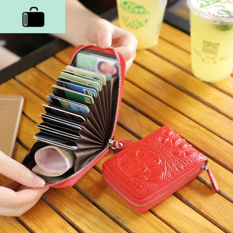 头层牛皮2020新款风琴式卡包女式皮卡夹一体多卡位卡片包小钱包NEW LAKE高清大图