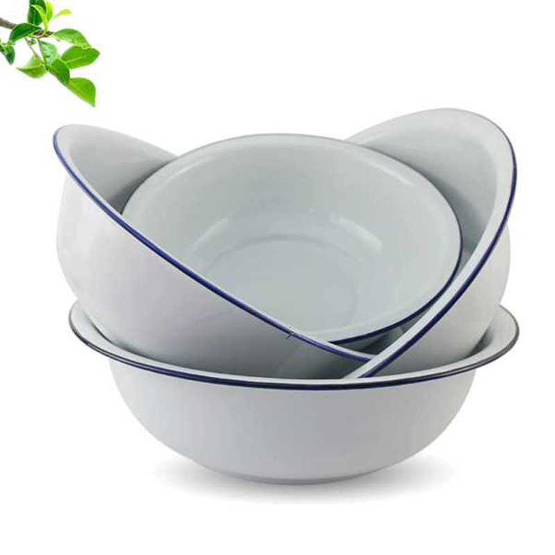 加厚白色搪瓷盆和面洗菜盆洗脸盆泡脚盆可明火加热创意家居家用盆