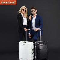 Lucky Club高颜值前置电脑行李箱男女密码开口商务旅行小型20寸多功能拉杆箱子