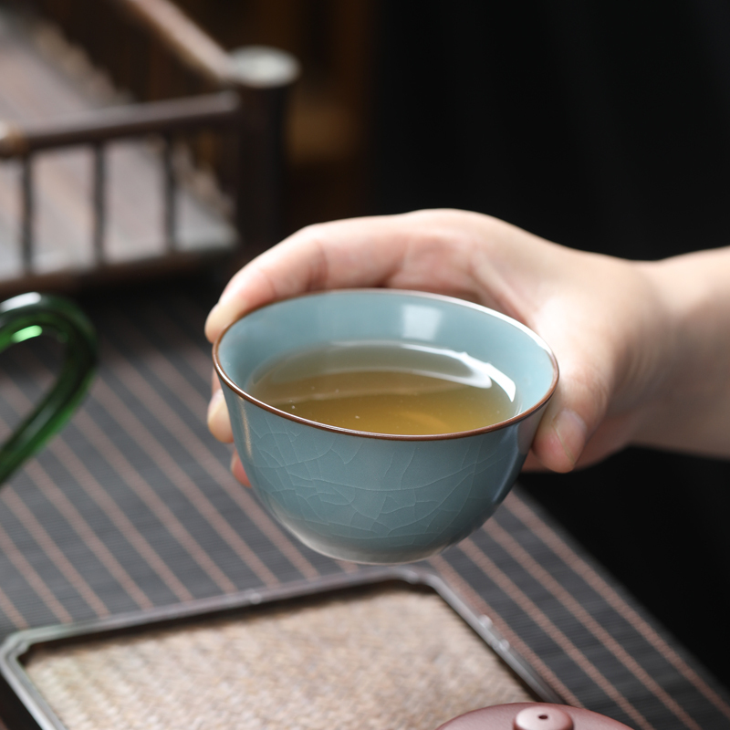 MULTIPOTENT功夫茶杯陶瓷主人杯个人品茗杯汝窑玉脂青古韵杯伴手礼盒