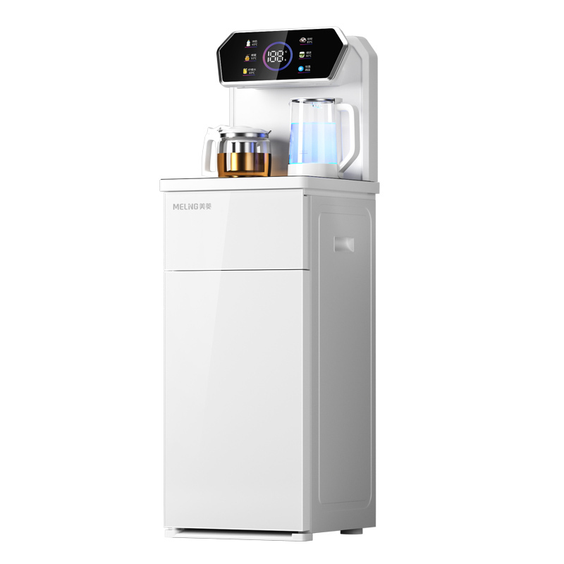 美菱茶吧机高端智能语音家用全自动立式下置水桶饮水机2023年新款