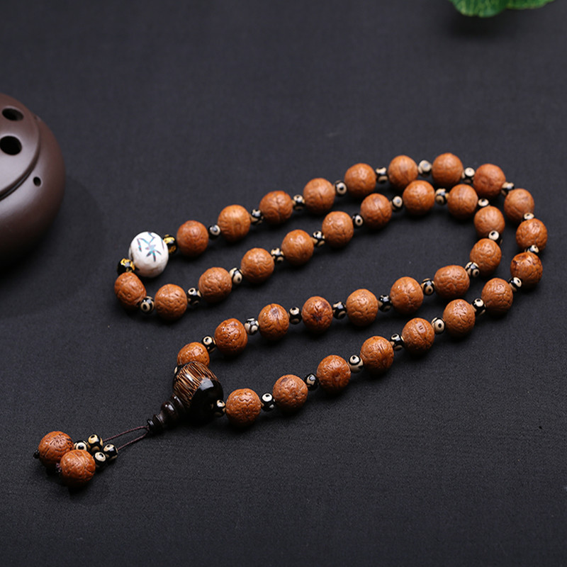 正宗尼泊尔凤眼菩提手串挂链54颗佛珠手链红皮突眼精选原籽双凤眼送女