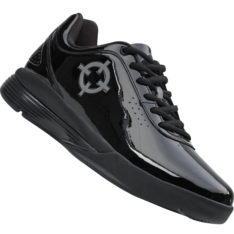 准者裁判鞋男士新款赞助款漆皮全黑篮球专业鞋防滑耐磨低帮运动鞋