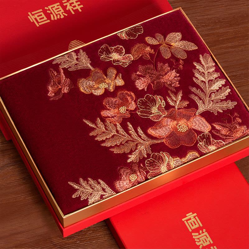 恒源祥秋冬红色羊毛披肩刺绣妈妈羊绒围巾礼服旗袍喜婆婆婚宴外搭图片