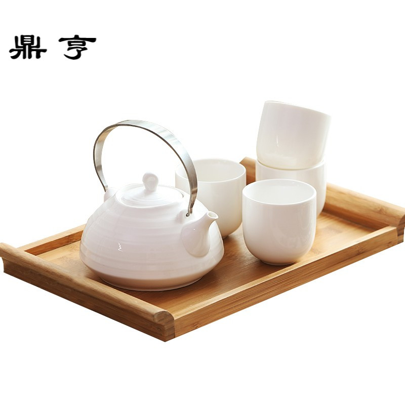 鼎亨北欧简约陶瓷凉白开冷水壶水杯组合水壶配托盘茶壶杯套装餐厅