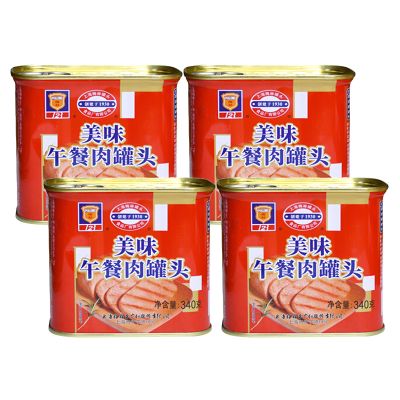 上海梅林 美味午餐肉罐头 340g*4罐装 泡面火锅搭档午餐肉