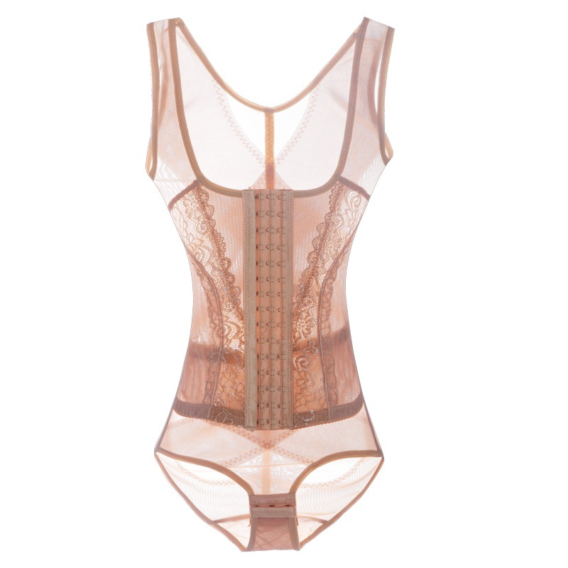 suntek夏季薄款连体塑身衣排扣收腹束腰美体塑身衣产后显提臀紧身衣