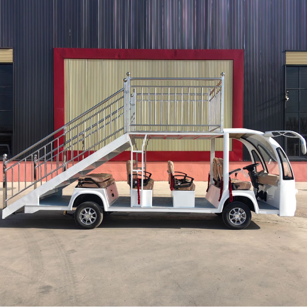 龙云天盾电动四轮观光车8座10座主席台登高检阅车校庆演讲车巡逻检阅台阶式游览车 敞篷标配高清大图