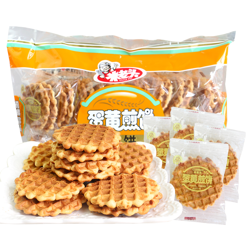 米老头 蛋黄煎饼饼干300g/袋 原味 休闲饼干 早餐零食品